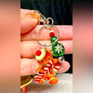 💋Christmas Gingerbread man theme, zipper pull or purse bling-Christmas colors